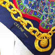 Load image into Gallery viewer, Vintage Céline Paris Gold Chain &amp; Medallion Silk Scarf
