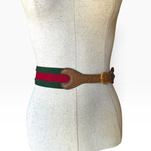 Load image into Gallery viewer, Vintage 1970s Gucci Web Horsebit Belt
