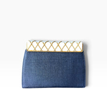 Load image into Gallery viewer, Vintage Valentino Garavani Navy &amp; Ivory Evening Clutch
