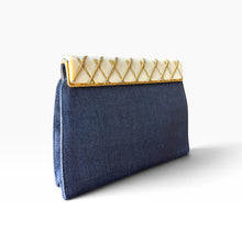 Load image into Gallery viewer, Vintage Valentino Garavani Navy &amp; Ivory Evening Clutch
