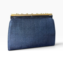 Load image into Gallery viewer, Vintage Valentino Garavani Navy &amp; Ivory Evening Clutch
