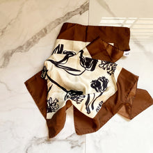 Load image into Gallery viewer, Gorgeous Aeneis Nostalgia Flowers Silk Scarf in Brown
