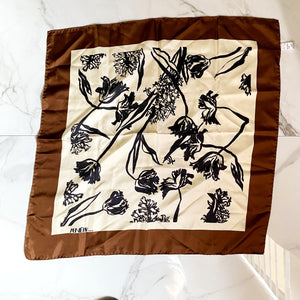 Gorgeous Aeneis Nostalgia Flowers Silk Scarf in Brown
