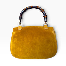 Load image into Gallery viewer, Vintage Gucci Bamboo Suede Top Handle Bag in Mustard
