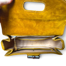 Load image into Gallery viewer, Vintage Gucci Bamboo Suede Top Handle Bag in Mustard
