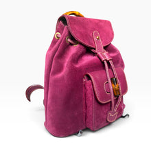 Load image into Gallery viewer, Vintage Gucci Bamboo Suede Backpack in Bordeaux
