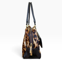 Load image into Gallery viewer, Vintage Barneys New York Leopard Print Calf Hair &amp; Leather Handbag
