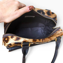 Load image into Gallery viewer, Vintage Barneys New York Leopard Print Calf Hair &amp; Leather Handbag
