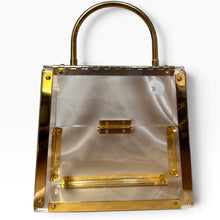 Load image into Gallery viewer, Vintage Clear Lucite &amp; Gold-Tone Frame Handbag
