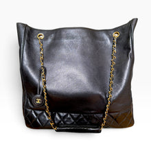 Load image into Gallery viewer, Vintage Chanel Black Leather Shopper Chain Tote – Circa 1986–1988
