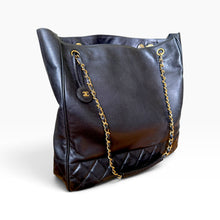 Load image into Gallery viewer, Vintage Chanel Black Leather Shopper Chain Tote – Circa 1986–1988
