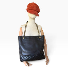 Load image into Gallery viewer, Vintage Chanel Black Leather Shopper Chain Tote – Circa 1986–1988
