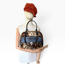 Load image into Gallery viewer, Vintage Barneys New York Leopard Print Calf Hair &amp; Leather Handbag
