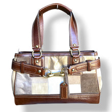 Load image into Gallery viewer, Vintage Coach Metallic Patchwork Suede Satchel
