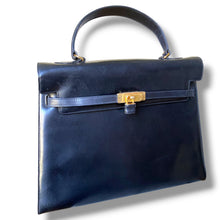 Load image into Gallery viewer, Vintage Italian Black Leather Kelly-Style Handbag
