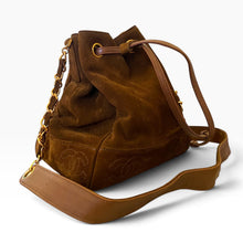 Load image into Gallery viewer, Rare Vintage Chanel Brown Suede Bucket Bag with Matching Pouch
