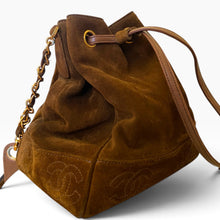 Load image into Gallery viewer, Rare Vintage Chanel Brown Suede Bucket Bag with Matching Pouch
