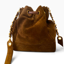Load image into Gallery viewer, Rare Vintage Chanel Brown Suede Bucket Bag with Matching Pouch
