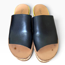 Load image into Gallery viewer, Chloé “Camille” Black Leather Cork Platform Wedges – Size 39
