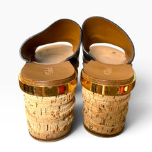 Load image into Gallery viewer, Chloé “Camille” Black Leather Cork Platform Wedges – Size 39
