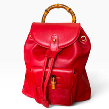 Load image into Gallery viewer, Vintage Gucci Bamboo Leather Backpack – Red
