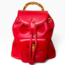 Load image into Gallery viewer, Vintage Gucci Bamboo Leather Backpack – Red
