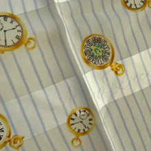 Load image into Gallery viewer, Vintage Nina Ricci Paris Silk “Pocket Watch” Scarf, Navy &amp; Gold
