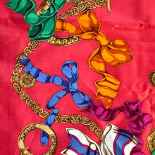 Load image into Gallery viewer, Vintage Céline Paris 100% Cotton Chain &amp; Ribbon Scarf – 50 x 50 cm
