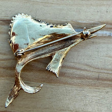 Load image into Gallery viewer, Vintage Sailfish Brooch with Green Stone Chip Inlay, c. 1960s–1980s
