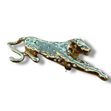 Load image into Gallery viewer, Vintage Gold-Tone Rhinestone Leopard Brooch, c. 1980s–1990s
