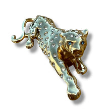 Load image into Gallery viewer, Vintage Gold-Tone Rhinestone Leopard Brooch, c. 1980s–1990s
