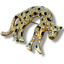 Load image into Gallery viewer, Vintage Leopard Rhinestone &amp; Enamel Brooch, c. 1980s–1990s
