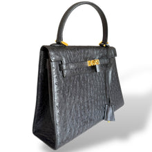 Load image into Gallery viewer, Vintage Ostrich Leather Top Handle Bag with Gold Hardware
