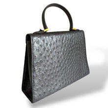 Load image into Gallery viewer, Vintage Ostrich Leather Top Handle Bag with Gold Hardware
