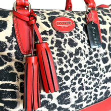Load image into Gallery viewer, Y2K Coach Leopard Print Canvas and Red Leather Shoulder Bag
