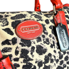 Load image into Gallery viewer, Y2K Coach Leopard Print Canvas and Red Leather Shoulder Bag
