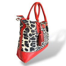 Load image into Gallery viewer, Y2K Coach Leopard Print Canvas and Red Leather Shoulder Bag

