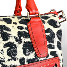 Load image into Gallery viewer, Y2K Coach Leopard Print Canvas and Red Leather Shoulder Bag
