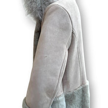 Load image into Gallery viewer, Vintage Taupe Sheepskin Suede Coat with Oversized Fur Hood
