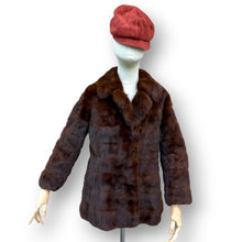 Load image into Gallery viewer, Vintage Chocolate Brown Rabbit Fur Coat with Sculpted Collar
