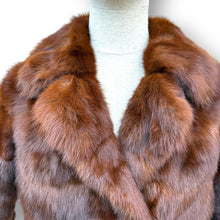 Load image into Gallery viewer, Vintage Chocolate Brown Rabbit Fur Coat with Sculpted Collar
