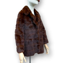 Load image into Gallery viewer, Vintage Chocolate Brown Rabbit Fur Coat with Sculpted Collar
