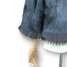 Load image into Gallery viewer, Vintage Black Rabbit Fur Hooded Jacket with Fox Fur Trim
