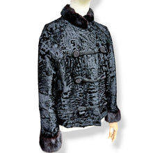 Load image into Gallery viewer, Vintage Swakara Lamb Boxy Cropped Jacket with Chinese Frog Closures
