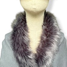 Load image into Gallery viewer, Silver Grey Faux Fur Trim Cape Poncho
