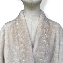 Load image into Gallery viewer, Vintage Cream Mink &amp; Cashmere Pearl-Embellished Coat – New With Tags
