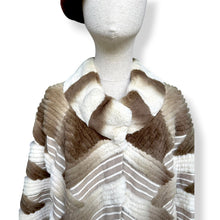 Load image into Gallery viewer, Vintage Rabbit Fur Chevron Coat in Cream and Mocha
