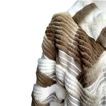 Load image into Gallery viewer, Vintage Rabbit Fur Chevron Coat in Cream and Mocha
