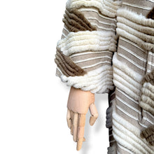 Load image into Gallery viewer, Vintage Rabbit Fur Chevron Coat in Cream and Mocha
