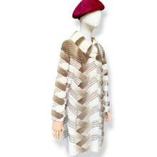 Load image into Gallery viewer, Vintage Rabbit Fur Chevron Coat in Cream and Mocha
